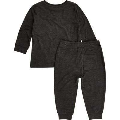 Mini boys grey lazy bones print pyjama set